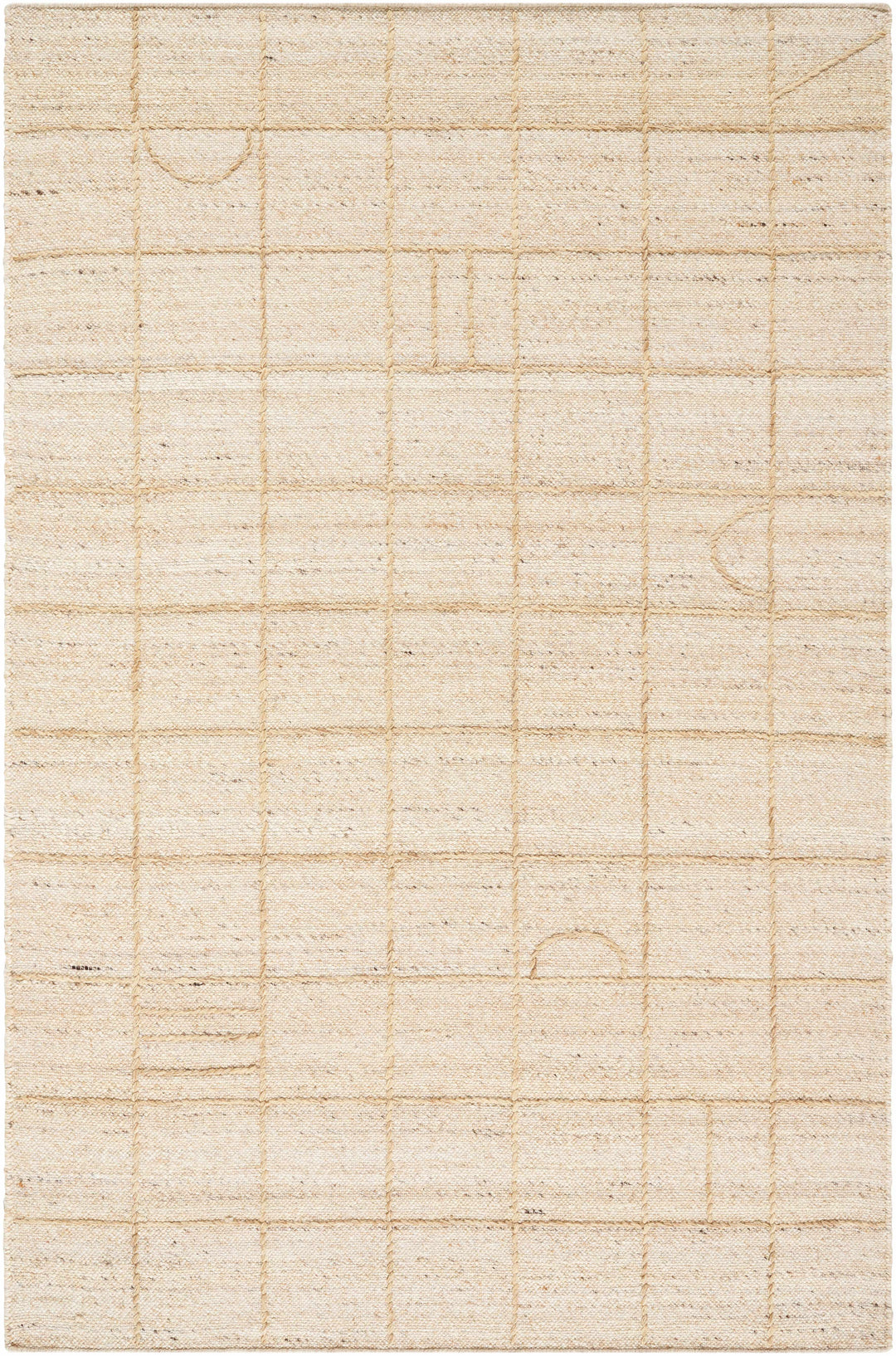 Tieve Modern Geometric Pattern Beige Hand Woven Wool Area Rug