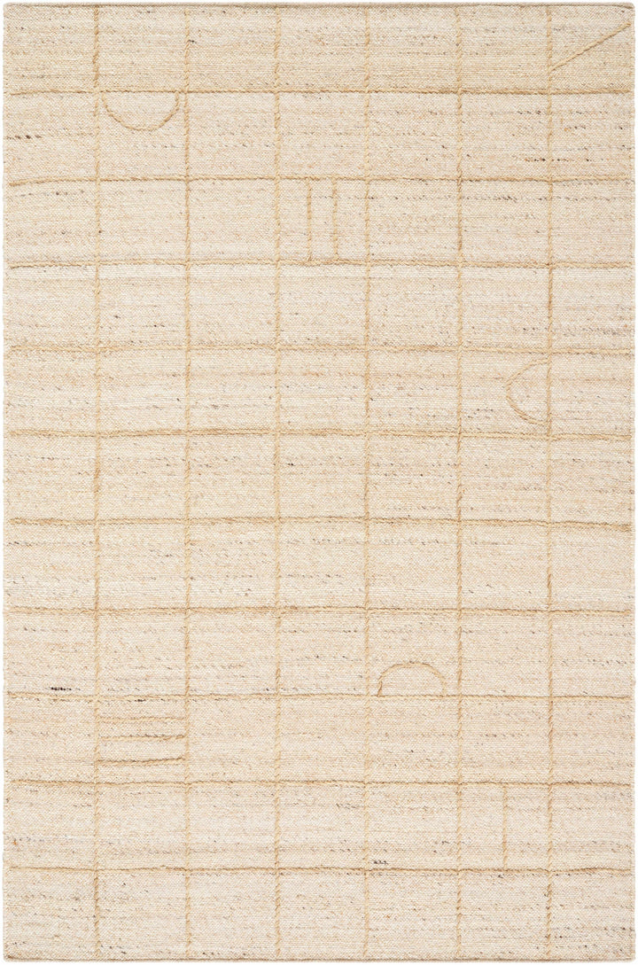Tieve Modern Geometric Pattern Beige Hand Woven Wool Area Rug