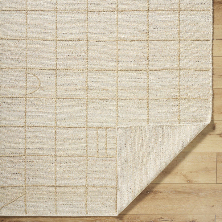 Tieve Modern Geometric Pattern Beige Hand Woven Wool Area Rug