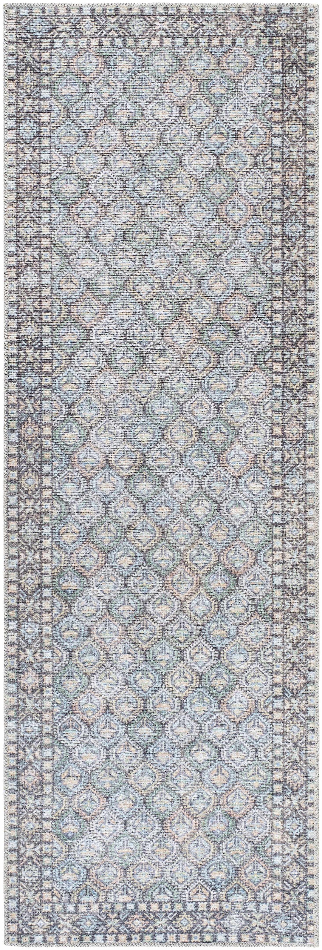Telma Traditional Style Green And Blue Washable Area Rug