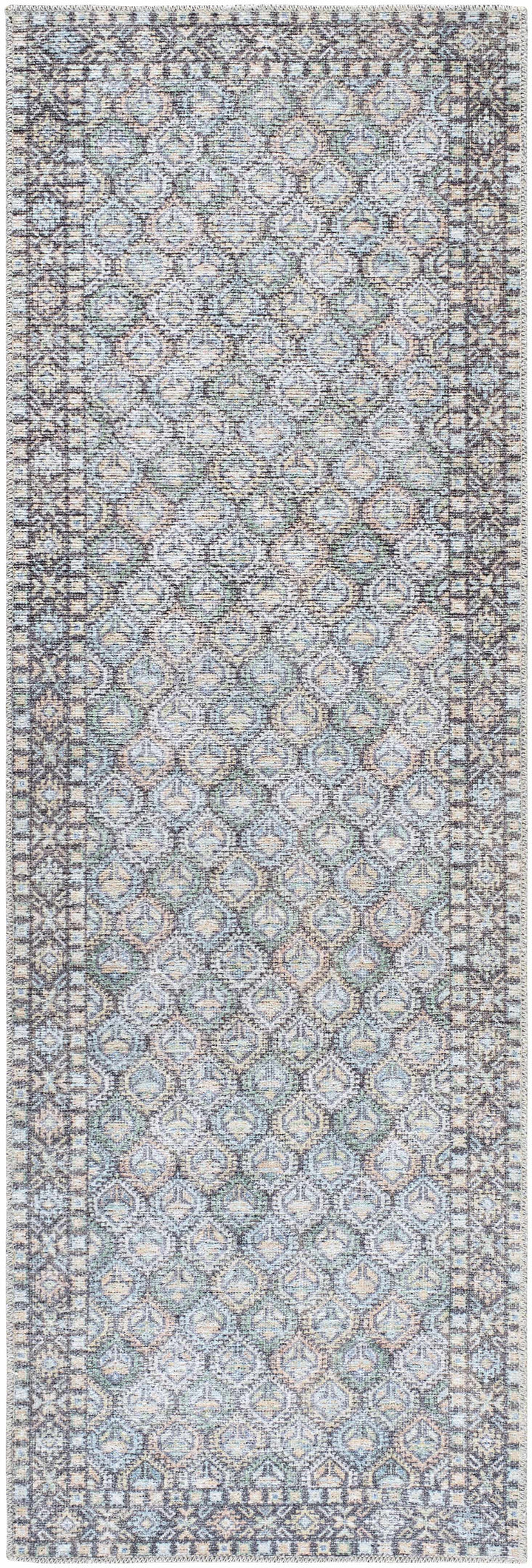 Telma Traditional Style Green And Blue Washable Area Rug