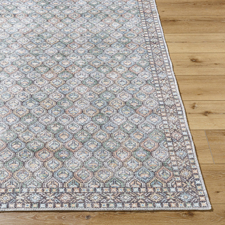 Telma Traditional Style Green And Blue Washable Area Rug