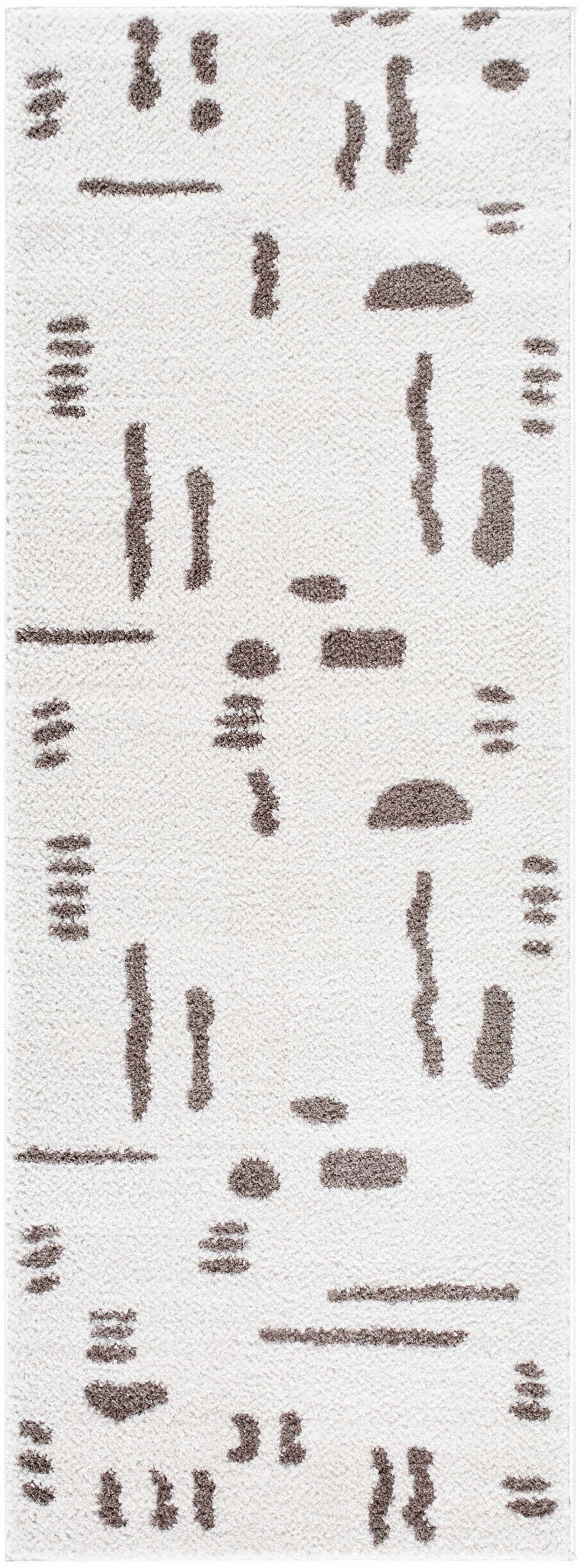Azriel Contemporary Abstract Ivory And Brown Washable Area Rug