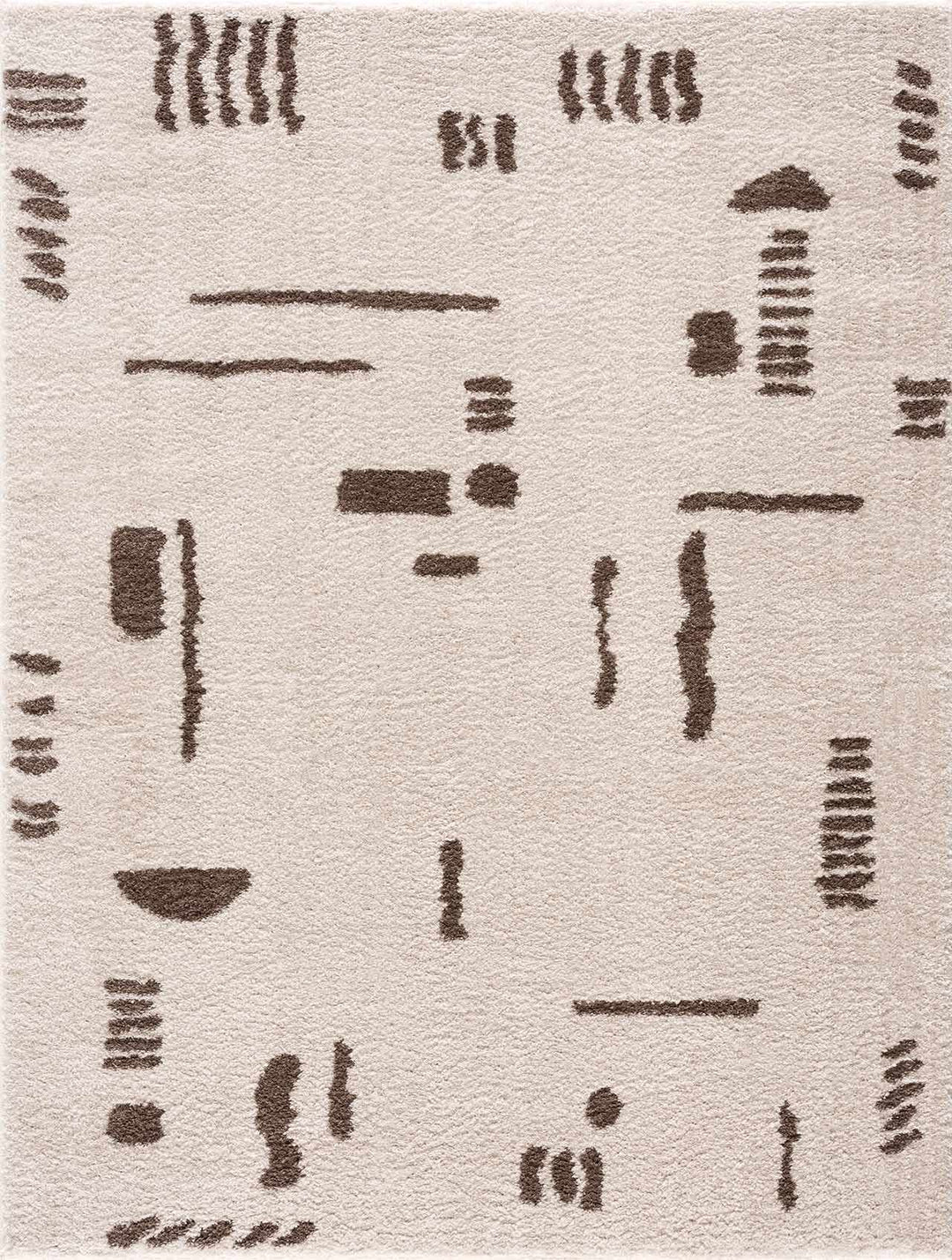 Azriel Contemporary Abstract Ivory And Brown Washable Area Rug