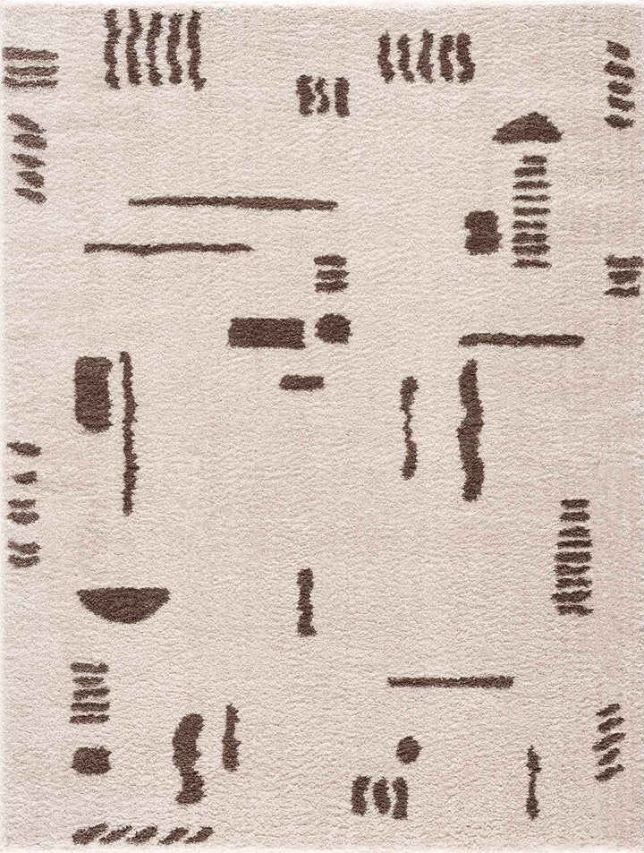 Azriel Contemporary Abstract Ivory And Brown Washable Area Rug