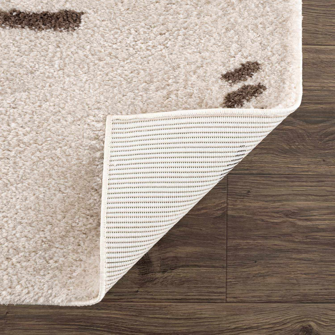 Azriel Contemporary Abstract Ivory And Brown Washable Area Rug