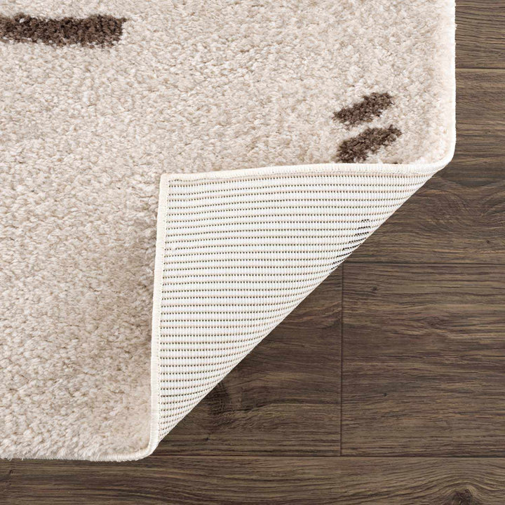 Azriel Contemporary Abstract Ivory And Brown Washable Area Rug