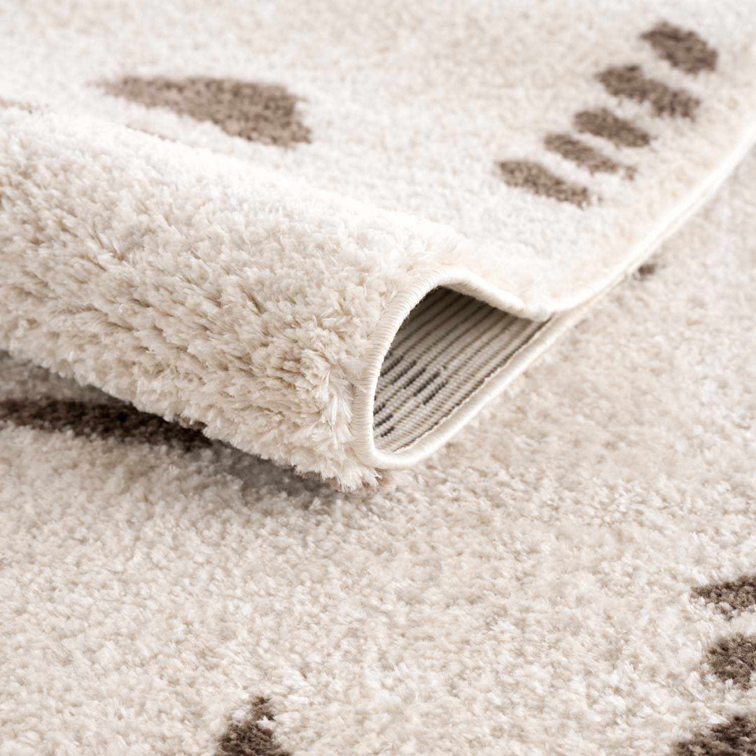 Azriel Contemporary Abstract Ivory And Brown Washable Area Rug