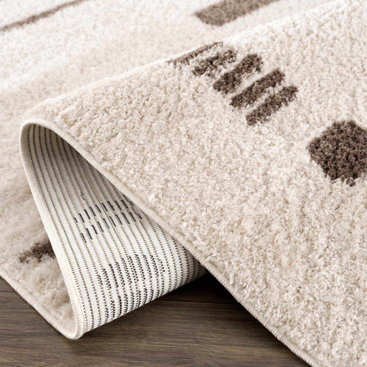 Azriel Contemporary Abstract Ivory And Brown Washable Area Rug