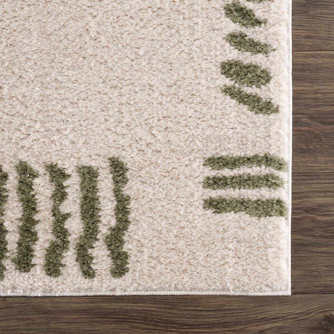 Azriel  Beige And Olive Contemporary Abstract Design Washable Area Rug