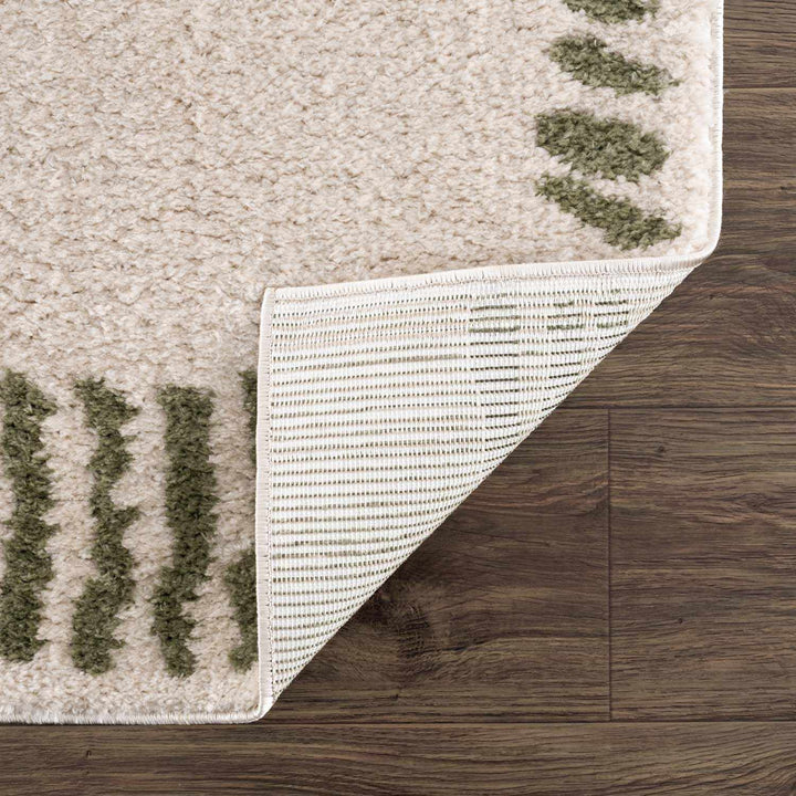 Azriel  Beige And Olive Contemporary Abstract Design Washable Area Rug
