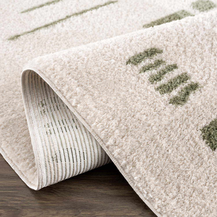 Azriel  Beige And Olive Contemporary Abstract Design Washable Area Rug