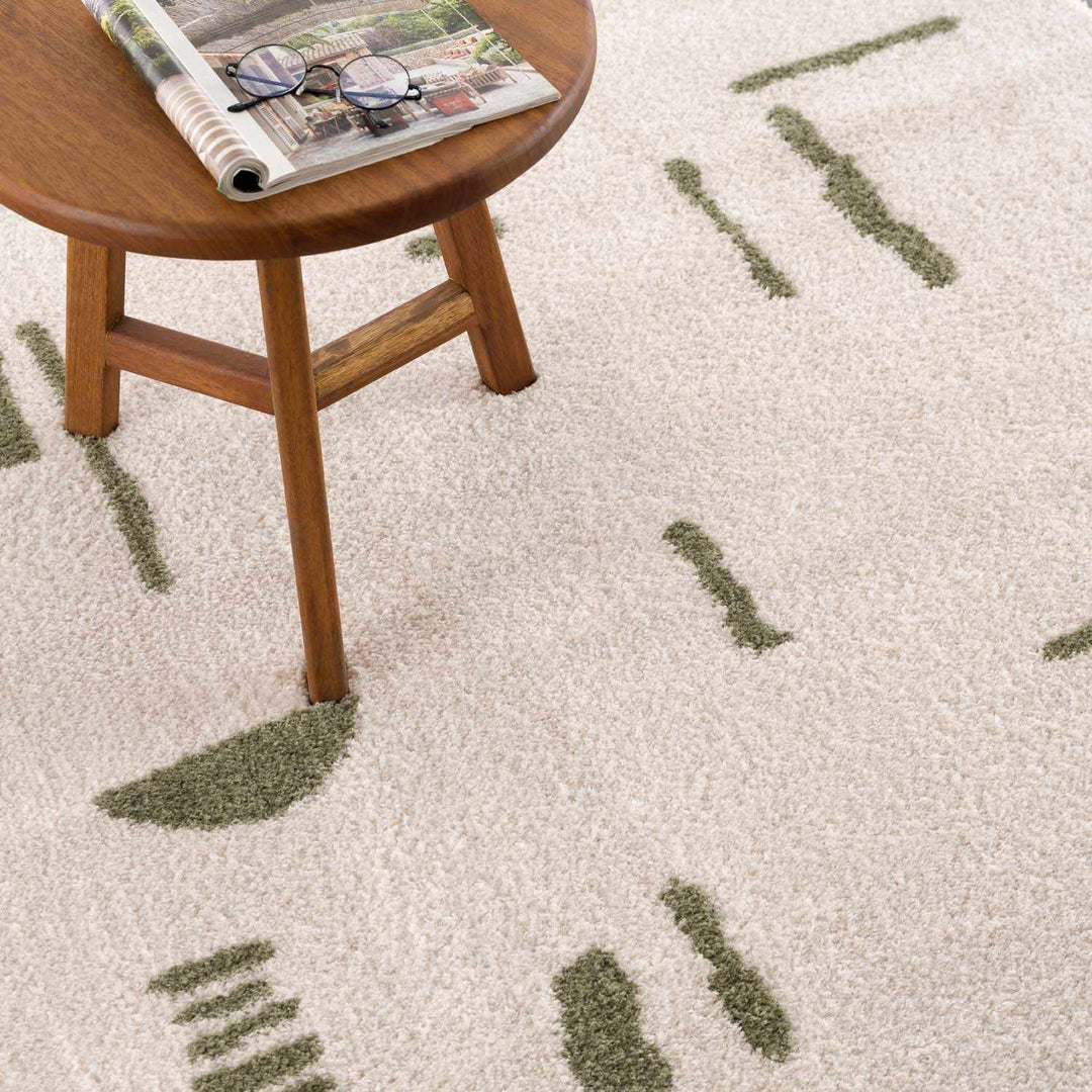 Azriel  Beige And Olive Contemporary Abstract Design Washable Area Rug