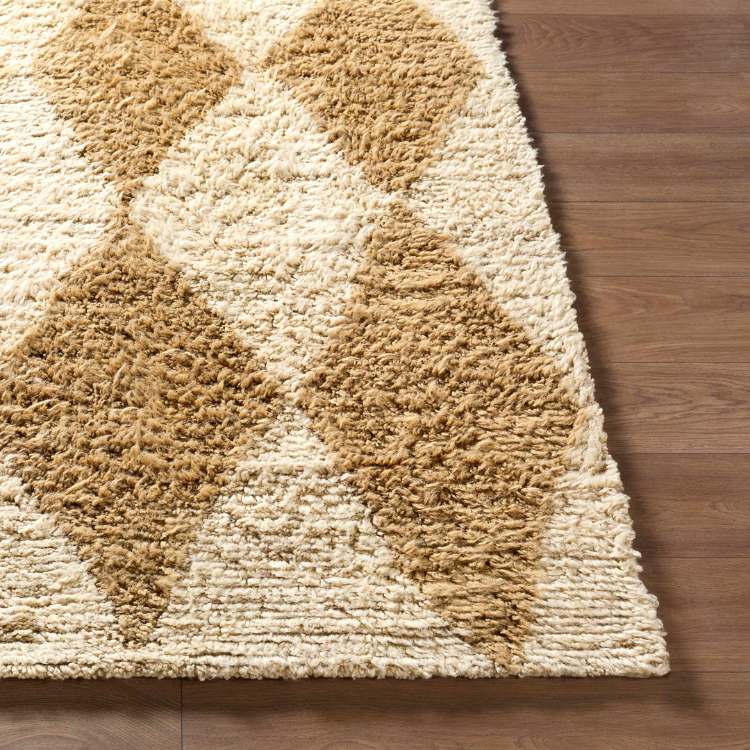Tivka Contemporary Geometrical Brown And Beige Wool Rug