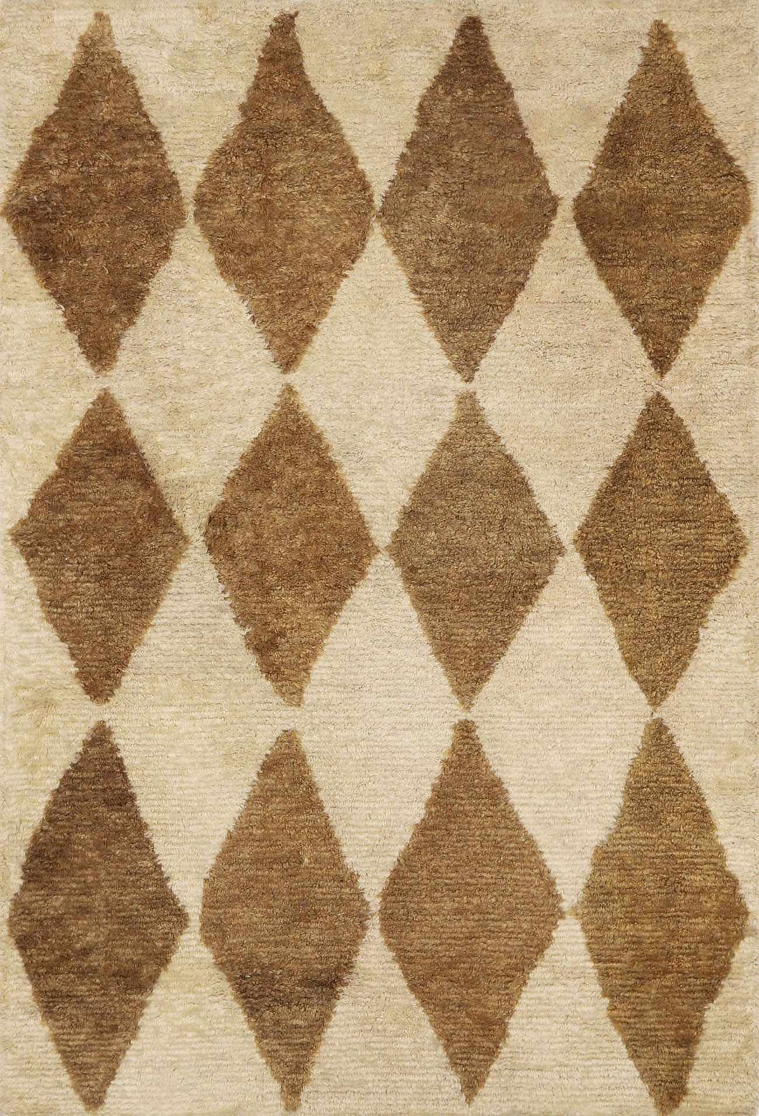 Tivka Contemporary Geometrical Brown And Beige Wool Rug