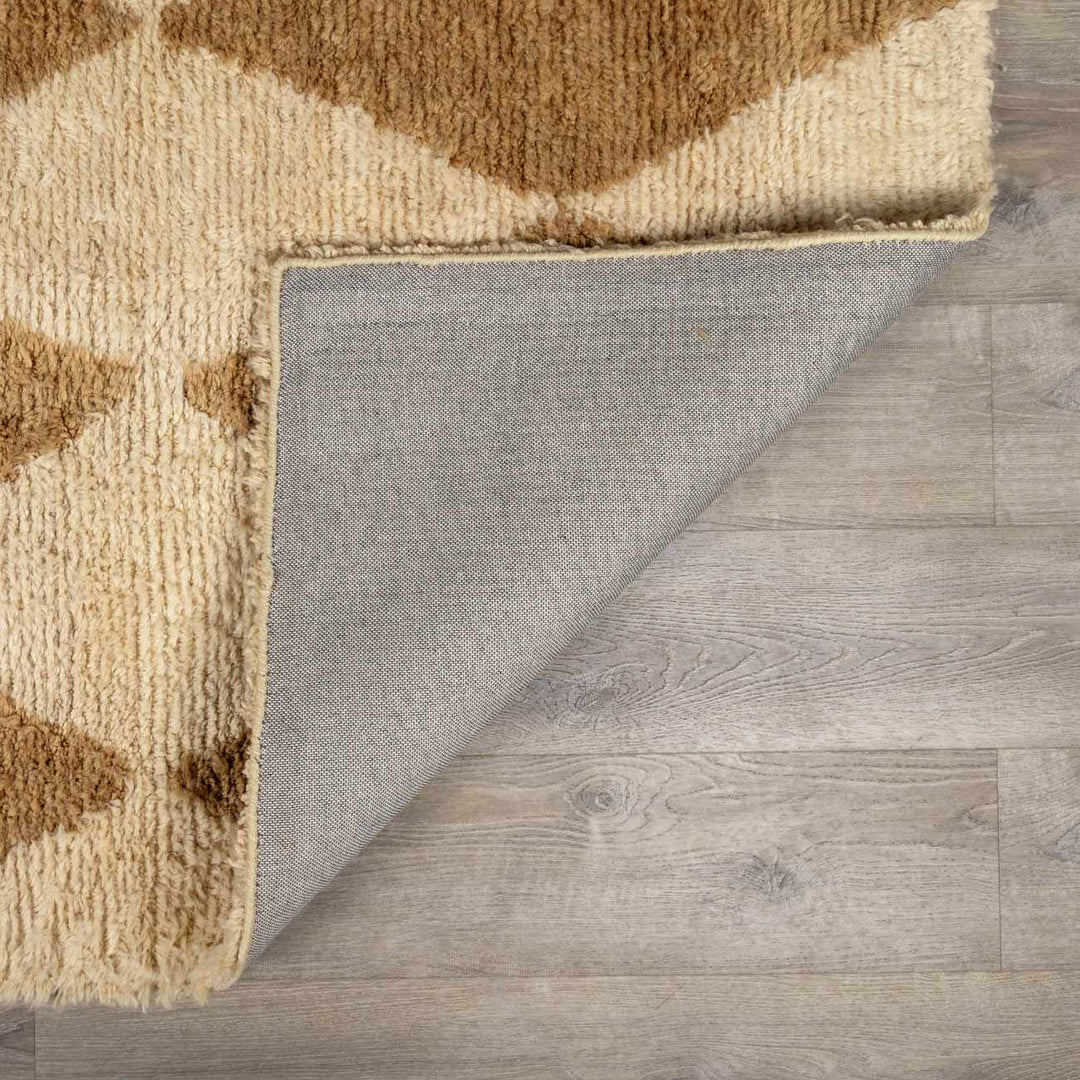 Tivka Contemporary Geometrical Brown And Beige Wool Rug