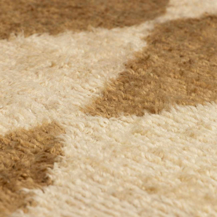 Tivka Contemporary Geometrical Brown And Beige Wool Rug