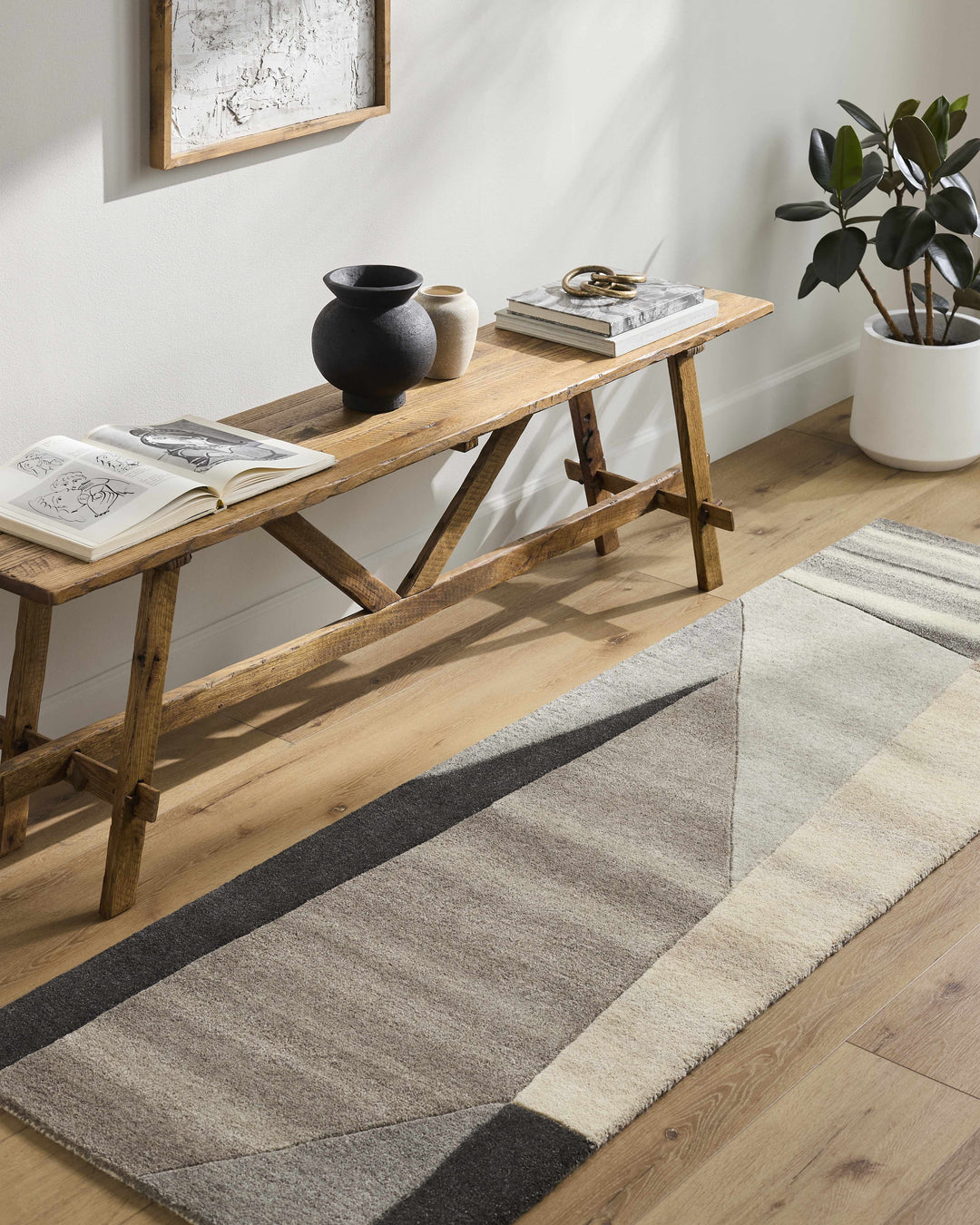 Toril Modern Abstract Gray And Ivory Hand Tufted Wool Rug