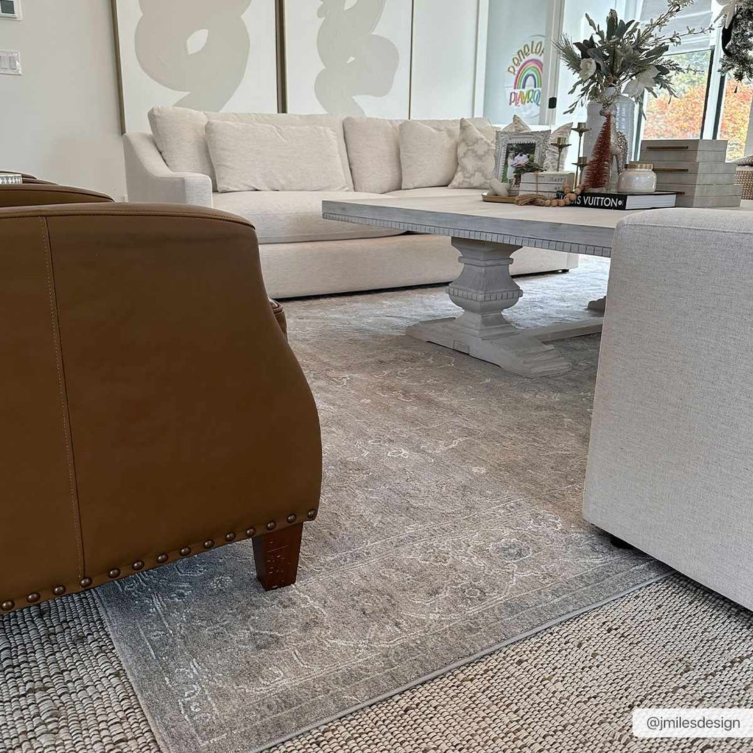 Tahmoor Traditional washed out Style Gray Rug