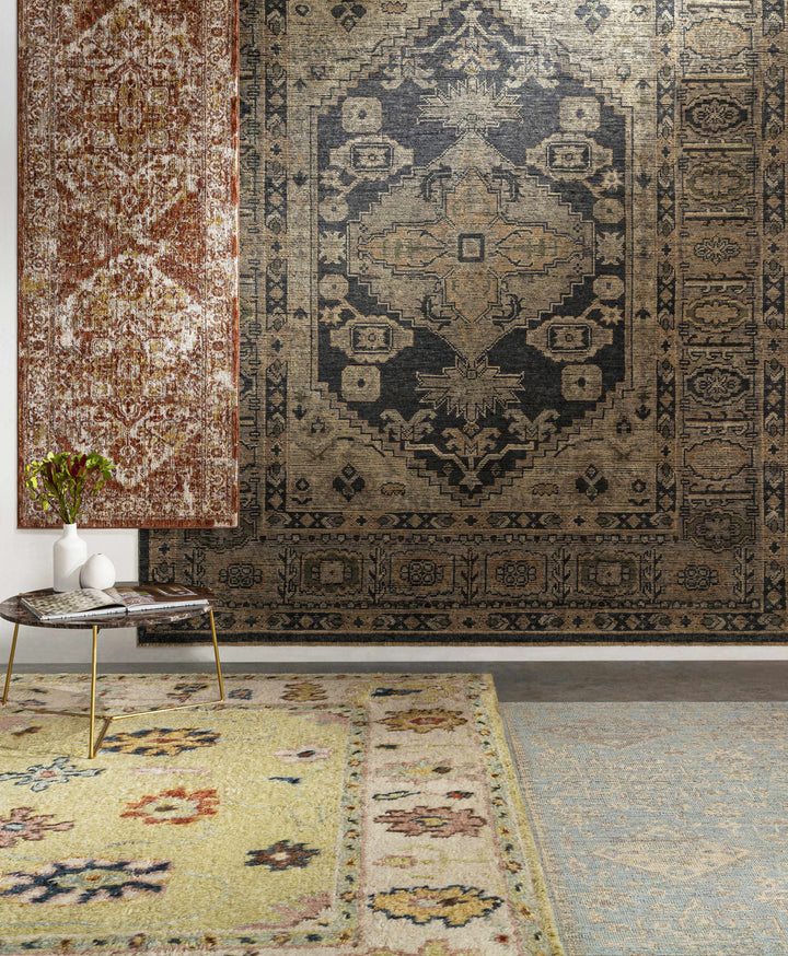 Macmerry Traditional Style Blue And Beige Hand Knotted Area Rug