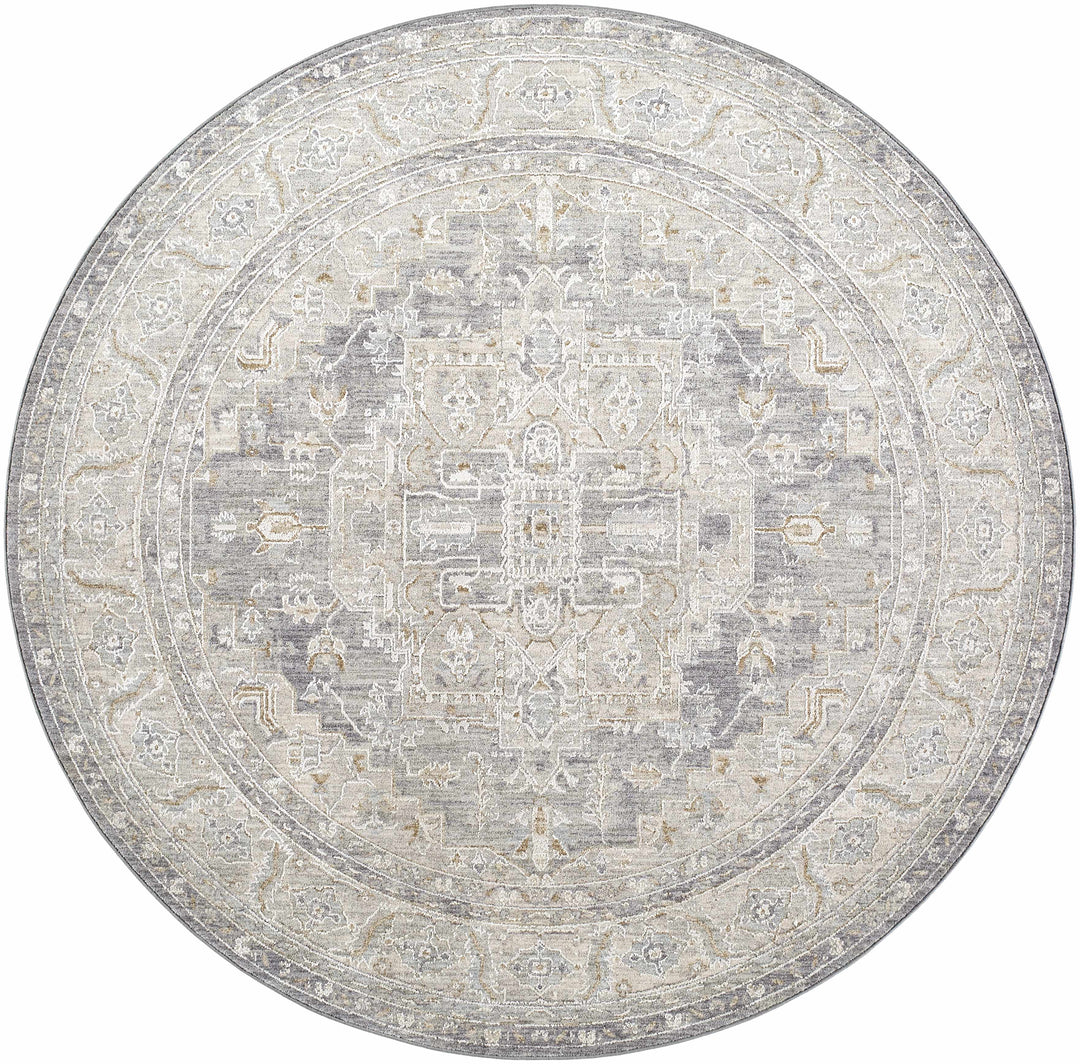 Ulubey Gray Traditional Medallion Design Area Rug