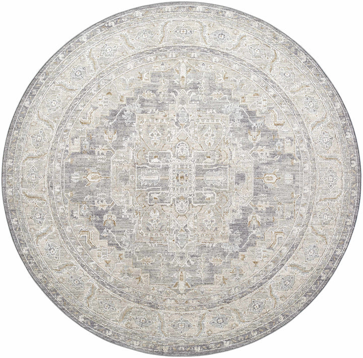 Ulubey Gray Traditional Medallion Design Area Rug