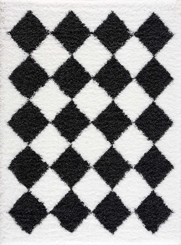 Zahur Modern Geometrical Black And White Rug