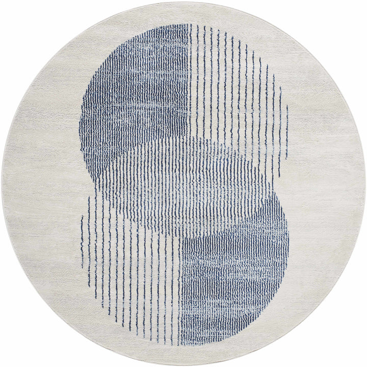 Usra Modern Geometric Design Ivory And Blue Area Rug
