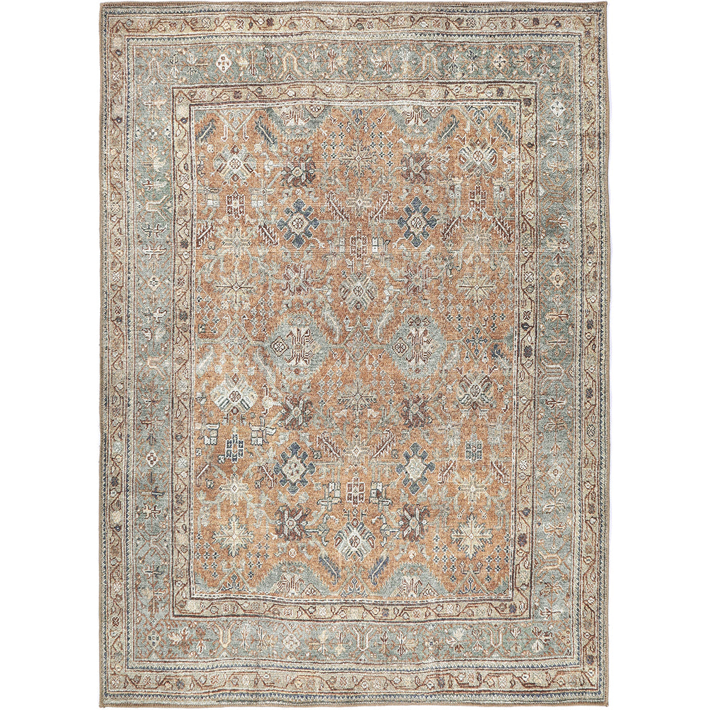 Traditional Design Washable Orange And Gray Rug