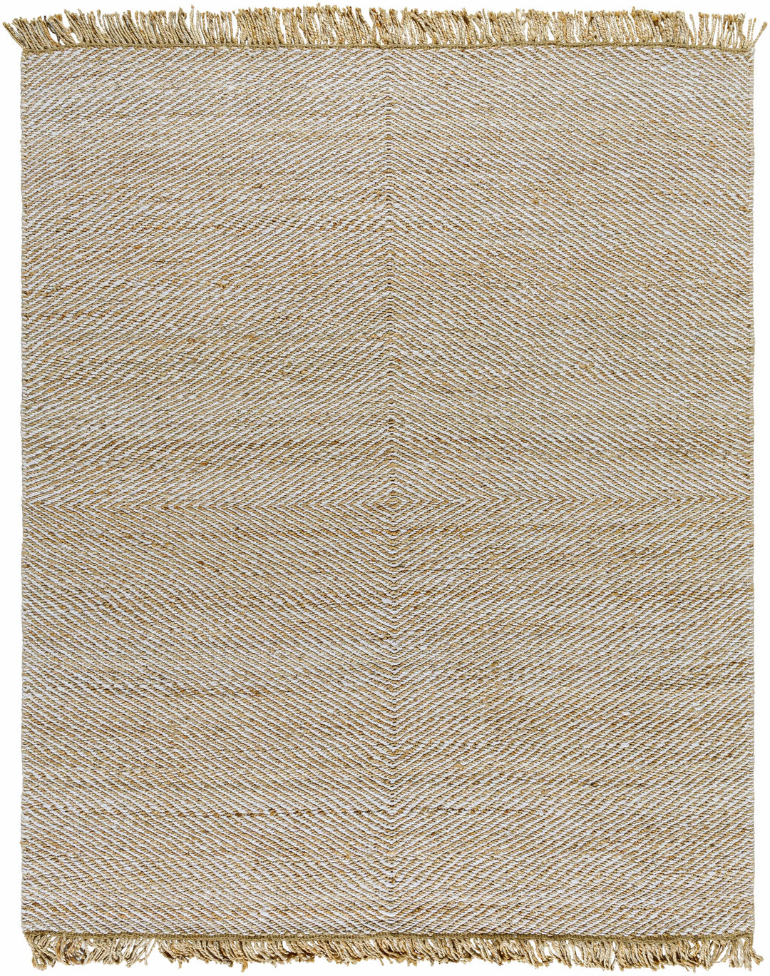 Hand Woven Tan Geometric Pattern Jute Area Rug