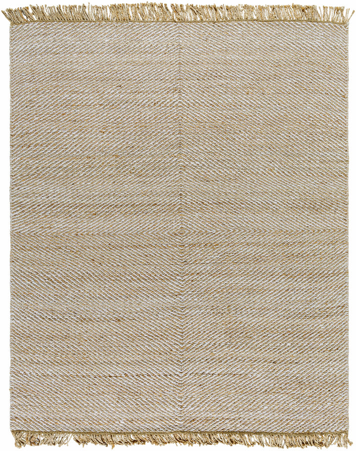 Hand Woven Tan Geometric Pattern Jute Area Rug