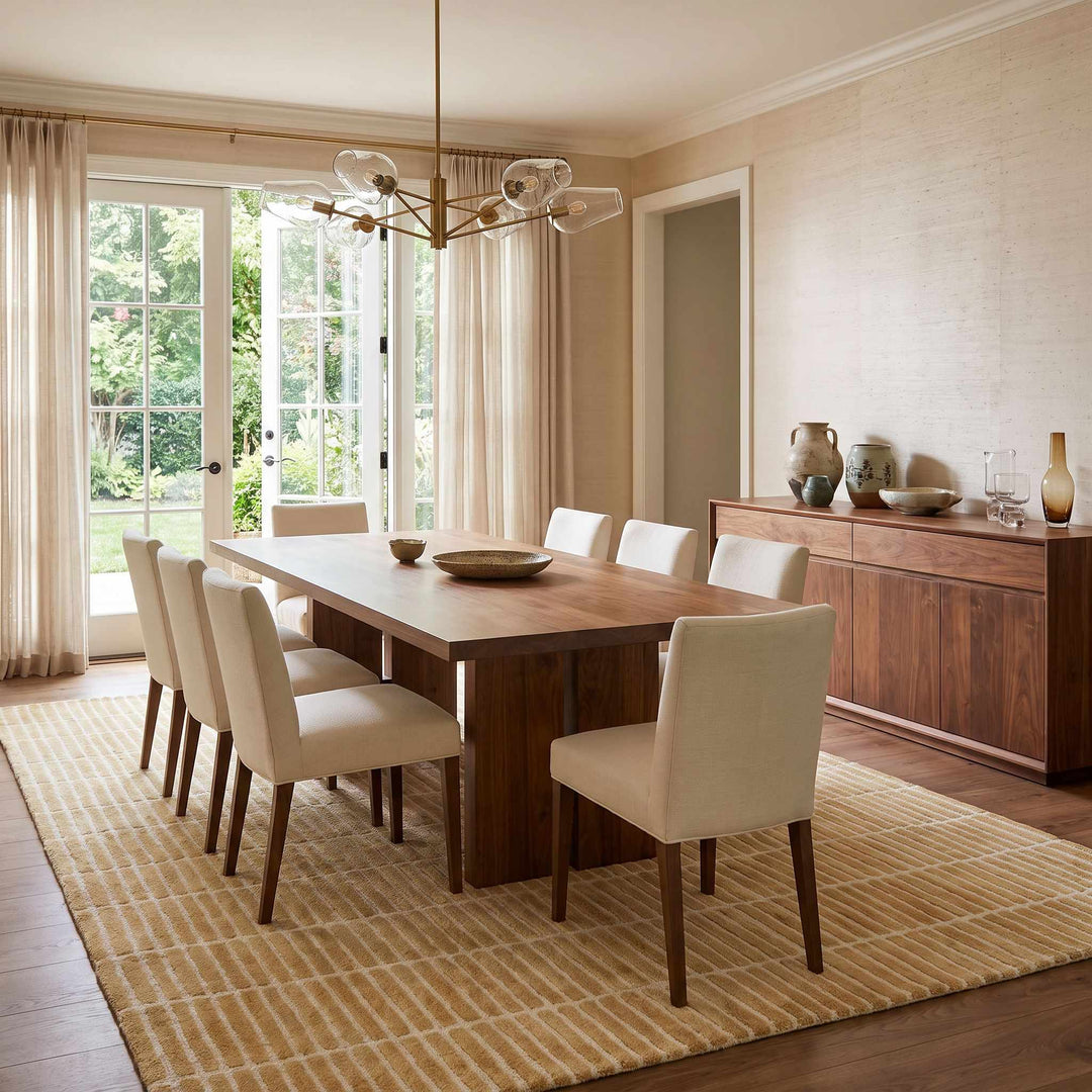 Finial Modern Stripes Design Beige Hand Tufted Wool Area Rug
