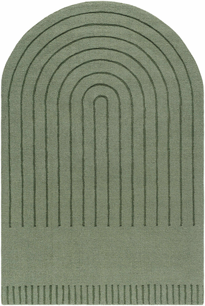 Arnona Modern Geometric Design Green Hand Loom Wool Area Rug