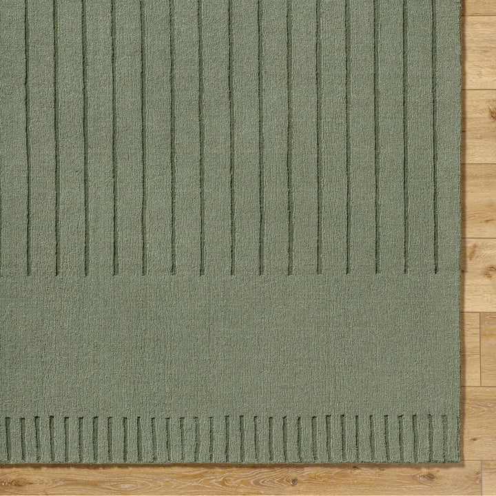 Arnona Modern Geometric Design Green Hand Loom Wool Area Rug