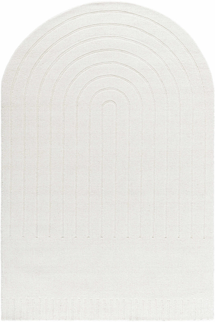 Arnona Modern Geometric Design Ivory Hand Loom Wool Area Rug
