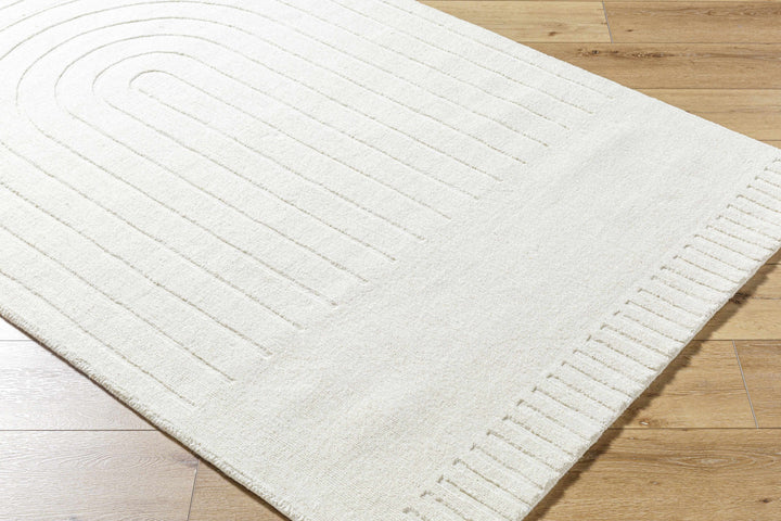 Arnona Modern Geometric Design Ivory Hand Loom Wool Area Rug