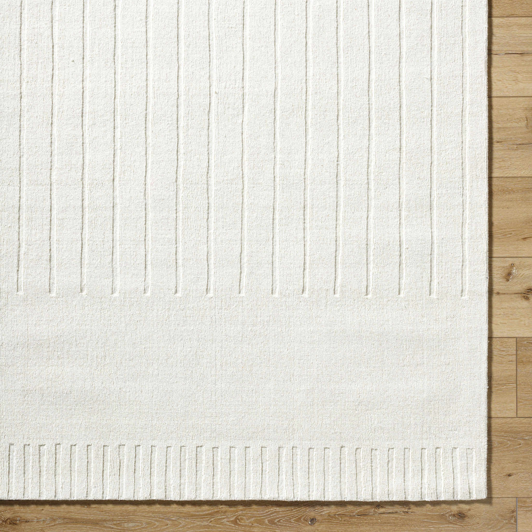 Arnona Modern Geometric Design Ivory Hand Loom Wool Area Rug