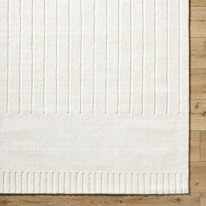 Arnona Modern Geometric Design Ivory Hand Loom Wool Area Rug