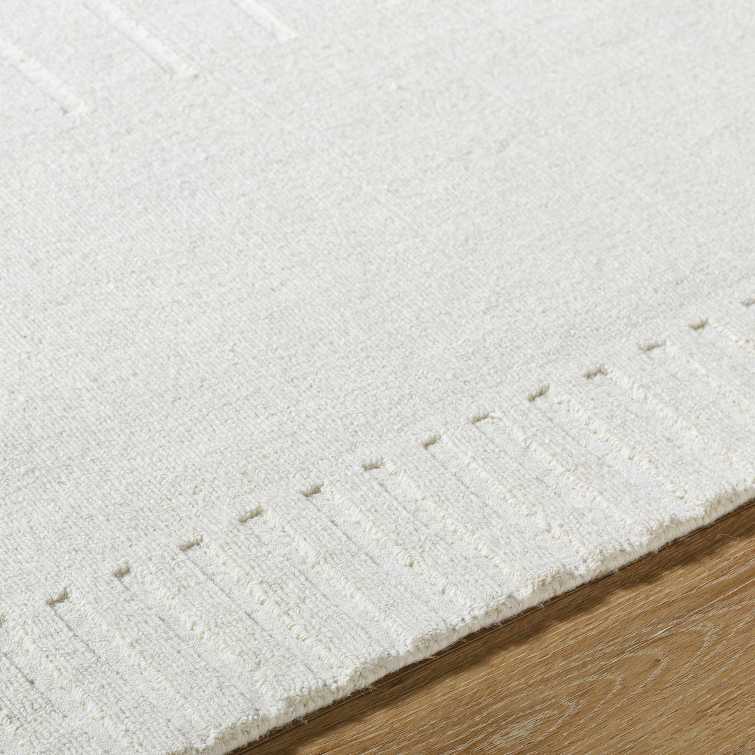 Arnona Modern Geometric Design Ivory Hand Loom Wool Area Rug