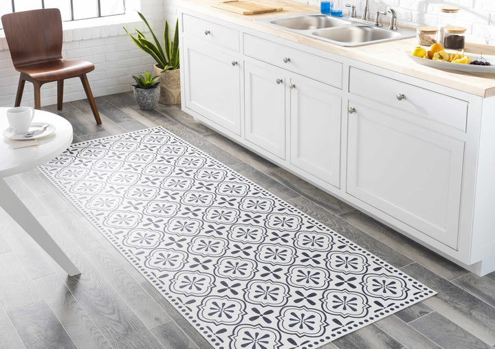 Swisshome White And Blue Modern Geometrical Design Area Rug