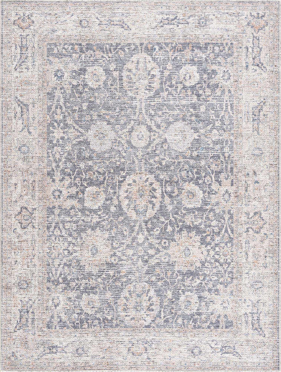 Kayin Traditional Style Gray And Beige Washable Rug