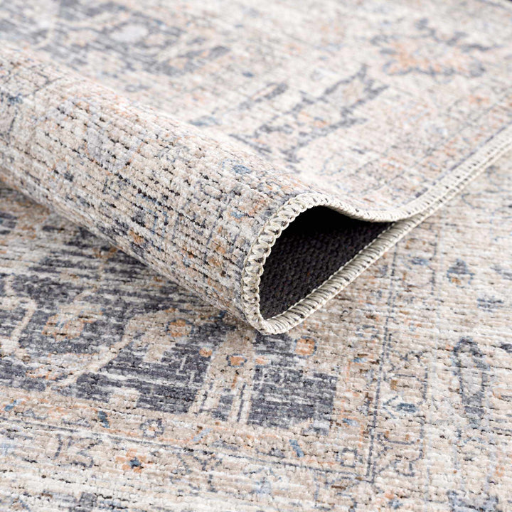 Kayin Traditional Style Gray And Beige Washable Rug