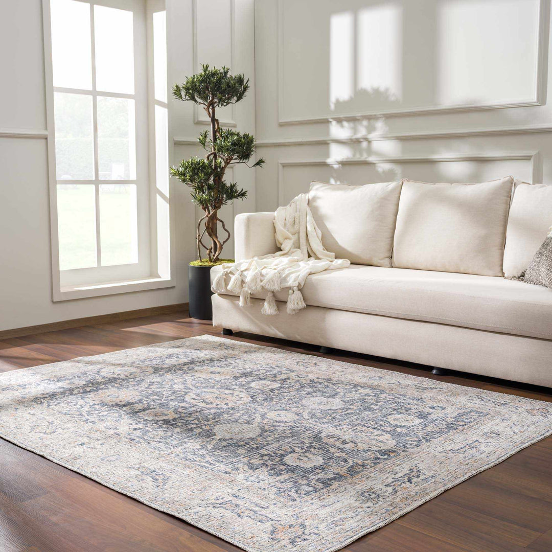 Kayin Traditional Style Gray And Beige Washable Rug