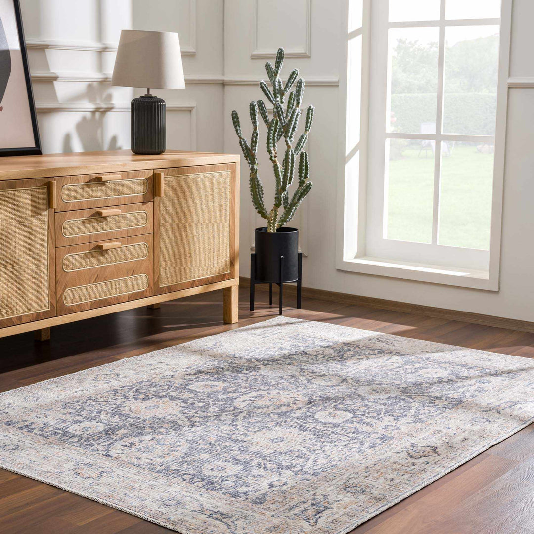 Kayin Traditional Style Gray And Beige Washable Rug