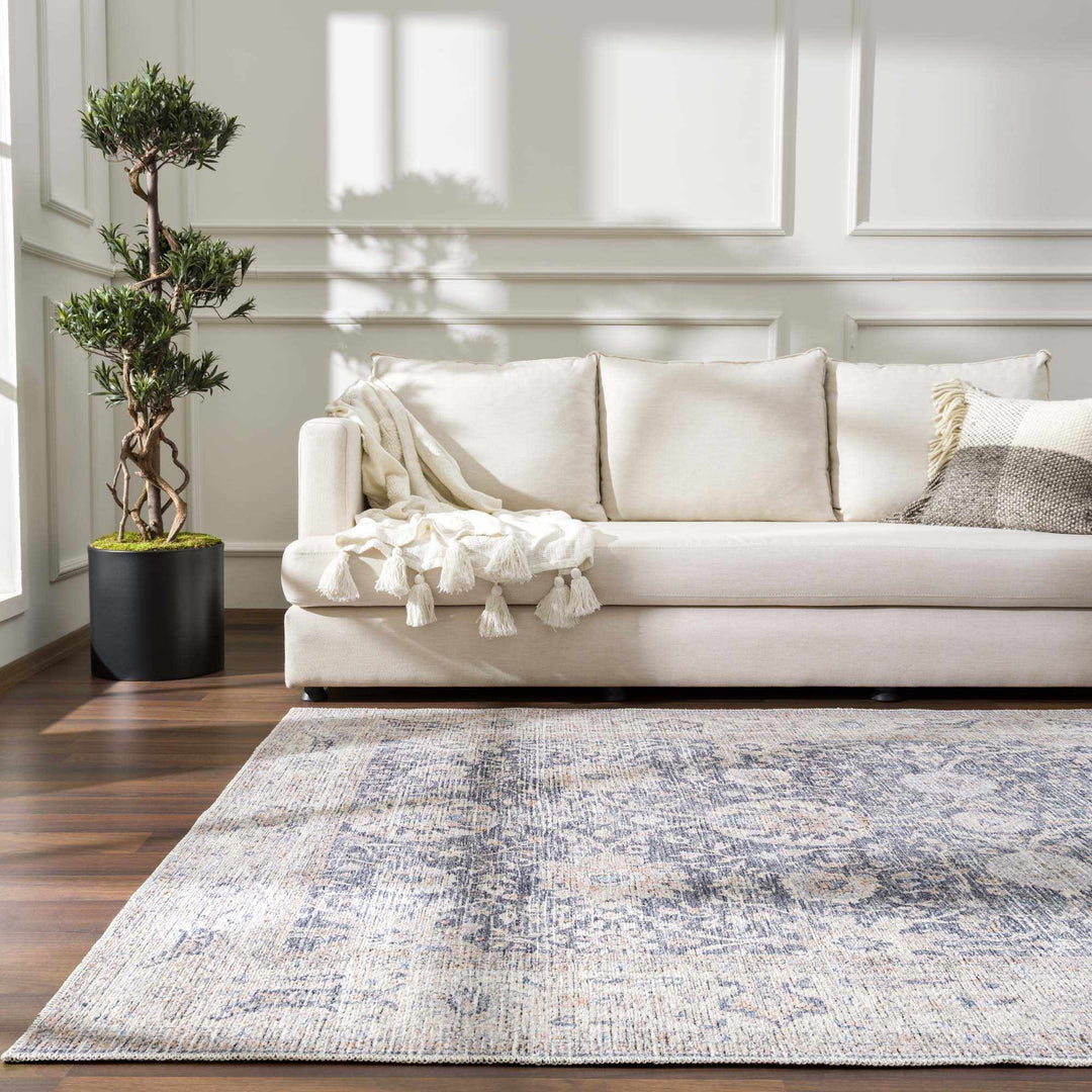 Kayin Traditional Style Gray And Beige Washable Rug