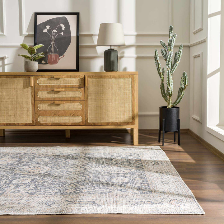 Kayin Traditional Style Gray And Beige Washable Rug