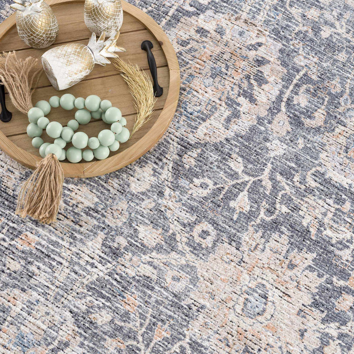Kayin Traditional Style Gray And Beige Washable Rug