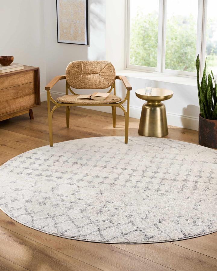 Warton Modern Geometrical Design Ivory And Gray Area Rug