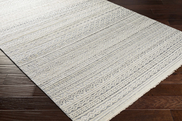 Wessington Ivory And Gray Modern geometrical Hand Knotted Area Rug