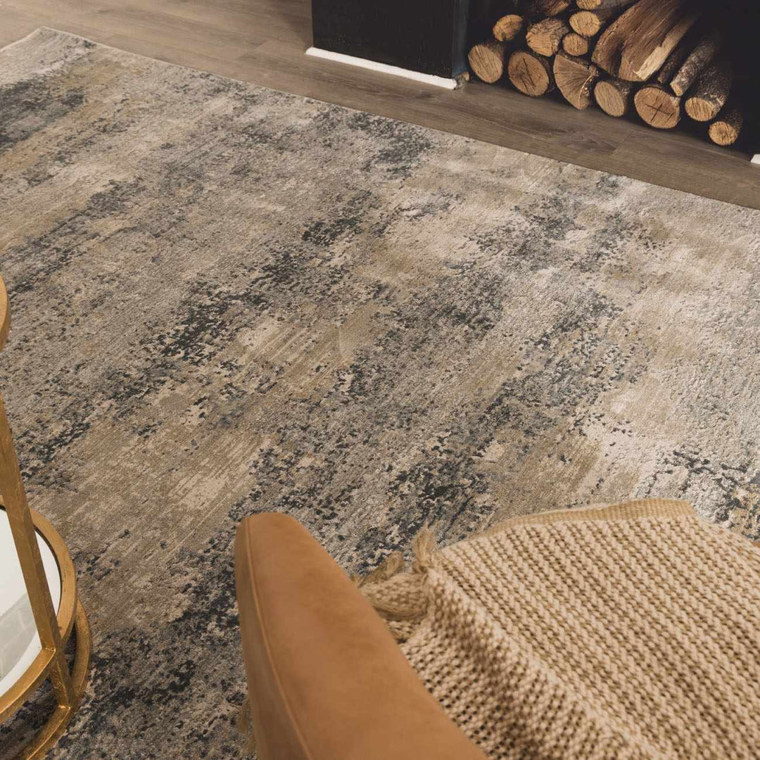 Gray Modern Abstract Machine Woven Rug